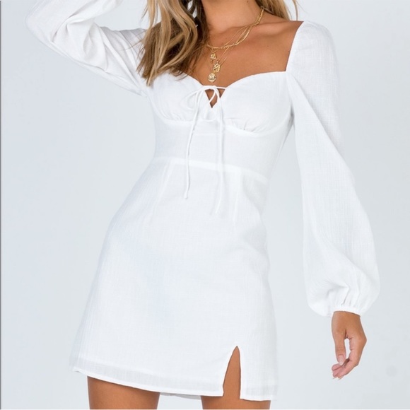 Princess Polly White Tie Linen Mini Dress - Picture 1 of 7